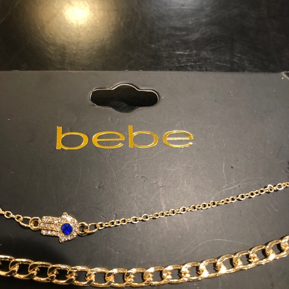 Bebe 5 pc bracelet gold color rope link Hamsa Star and one black brand new NWT - Picture 5 of 6